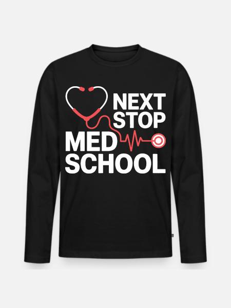 Med School Stethoscope Heart Tea - Men's Premium Organic Long Sleeve Shirt - black