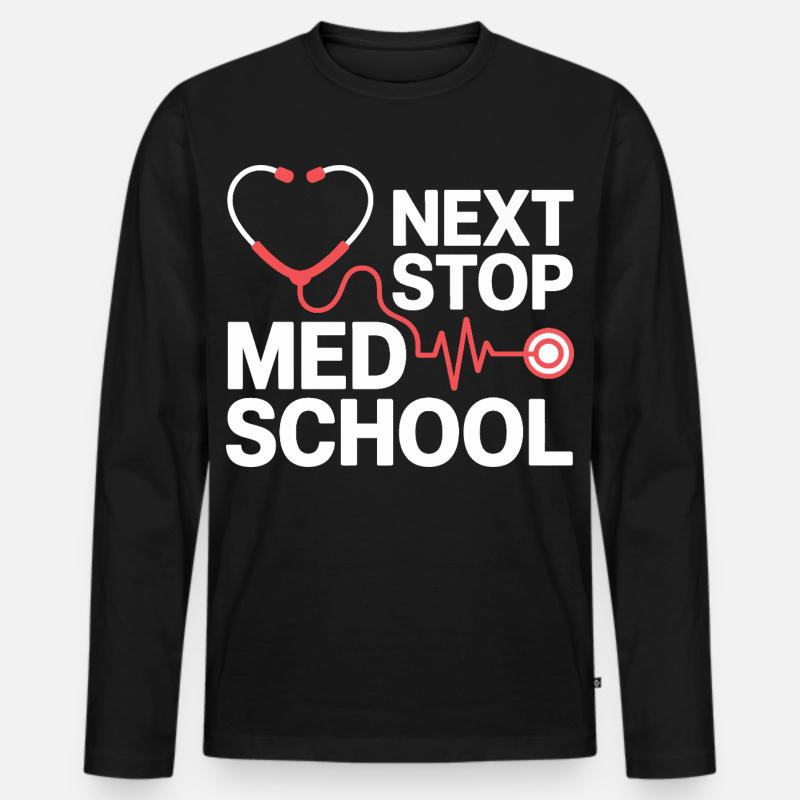 Med School Stethoscope Herz Tee - Männer Premium Bio Langarmshirt - Schwarz