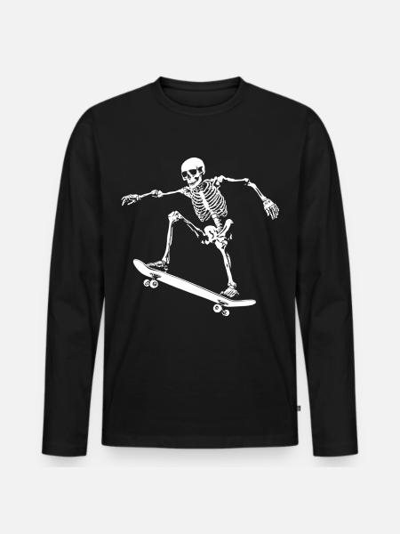Funny Skellett Skater Skateboard Skateboarding - Men's Premium Organic Long Sleeve Shirt - black