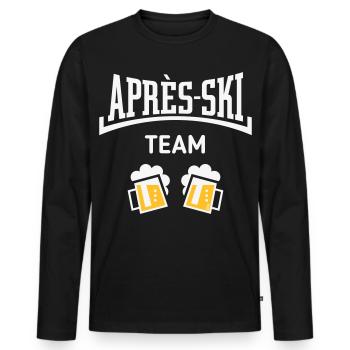Après-Ski Team (Bier Apres Ski Konkav / NEG 2C) - Männer Premium Bio Langarmshirt - Schwarz - Vorne - Nico (187cm)