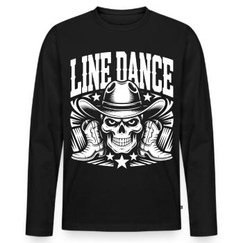 Lone Dance Schädel Rodeo - Männer Premium Bio Langarmshirt - Schwarz - Vorne - Nico (187cm)