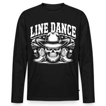 Line Dance Totenkopf Cowboy - Männer Premium Bio Langarmshirt - Schwarz - Vorne - Nico (187cm)