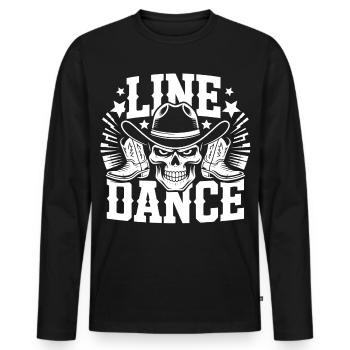 Line Dance Skull Western - Men's Premium Organic Long Sleeve Shirt - black - Front - Nico (187cm)