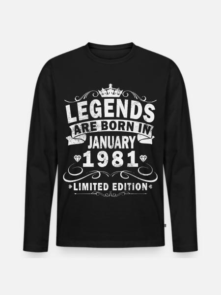 45e anniversaire Original janvier 1981 - T-shirt manches longues Premium bio Homme - noir