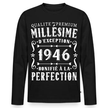 80 Jahre altes Geburtstagsgeschenk 1945 Partygeschenk - Männer Premium Bio Langarmshirt - Schwarz - Vorne - Nico (187cm)