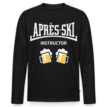 Après-Ski Instructor (Bier Apres Ski Konkav NEG2C) - Männer Premium Bio Langarmshirt - Schwarz - Vorne - Nico (187cm)