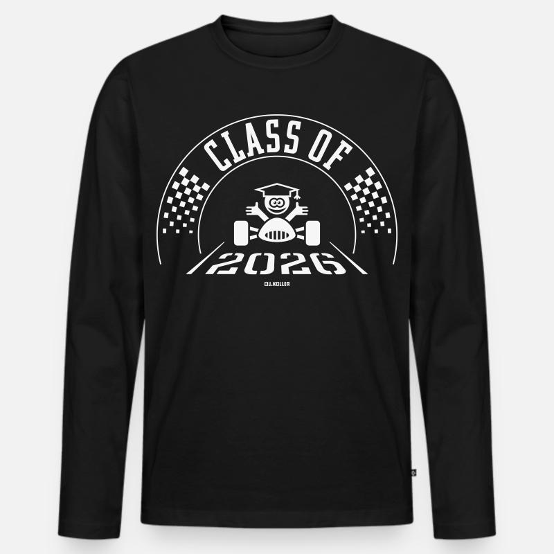 Class Of 2026 (Abschlussklasse Zieleinfahrt White) - Männer Premium Bio Langarmshirt - Schwarz