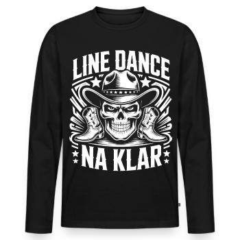 Line Dance Skull Cowboy - Men's Premium Organic Long Sleeve Shirt - black - Front - Nico (187cm)