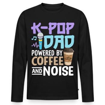K Pop Dad Powered By Coffee And Noise - Men's Premium Organic Long Sleeve Shirt - black - Front - Nico (187cm)