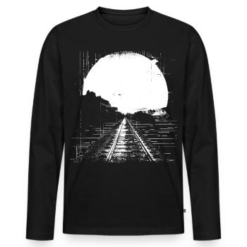 Railway Drawing - Men's Premium Organic Long Sleeve Shirt - black - Front - Nico (187cm)