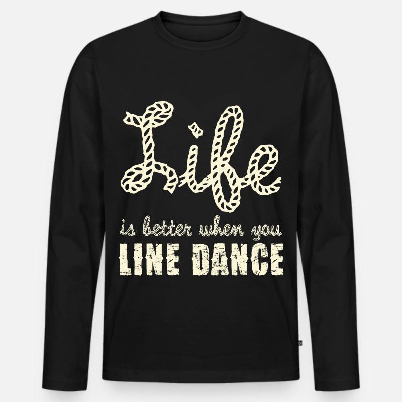 Line Dance Lebensfreude Rope Schrift - Männer Premium Bio Langarmshirt - Schwarz