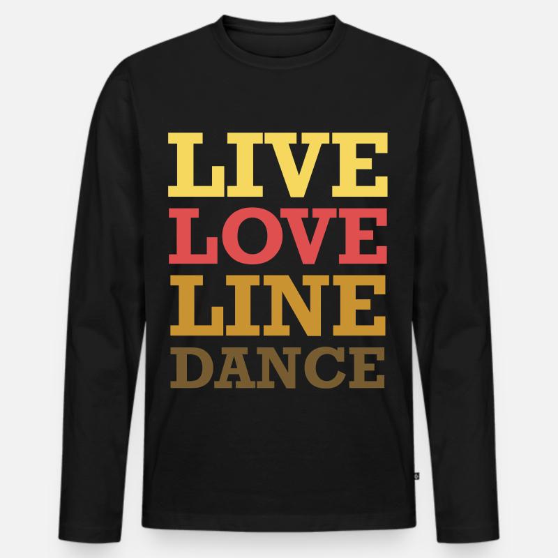 Live Love Line Dance - Männer Premium Bio Langarmshirt - Schwarz