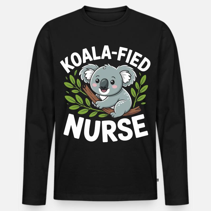 Koala-Krankenschwester im Baum - Männer Premium Bio Langarmshirt - Schwarz