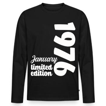 Janvier 1976 Anniversaire Cadeau Vintage Rétro - T-shirt manches longues Premium bio Homme - noir - Devant - Nico (187cm)