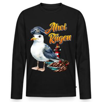 Vacances en mer Baltique AHOI RÜGEN Fun - T-shirt manches longues Premium bio Homme - noir - Devant - Nico (187cm)