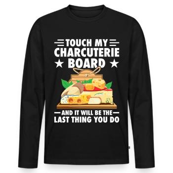 Charcuterie-Brett mit Deckel Käsefleisch-Charcuterie - Männer Premium Bio Langarmshirt - Schwarz - Vorne - Nico (187cm)