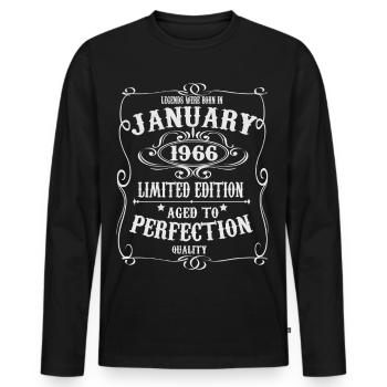 Legends-were-born-in-January-1966 - Men's Premium Organic Long Sleeve Shirt - black - Front - Nico (187cm)