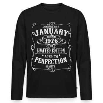 Legends-were-born-in-January-1976 - Men's Premium Organic Long Sleeve Shirt - black - Front - Nico (187cm)