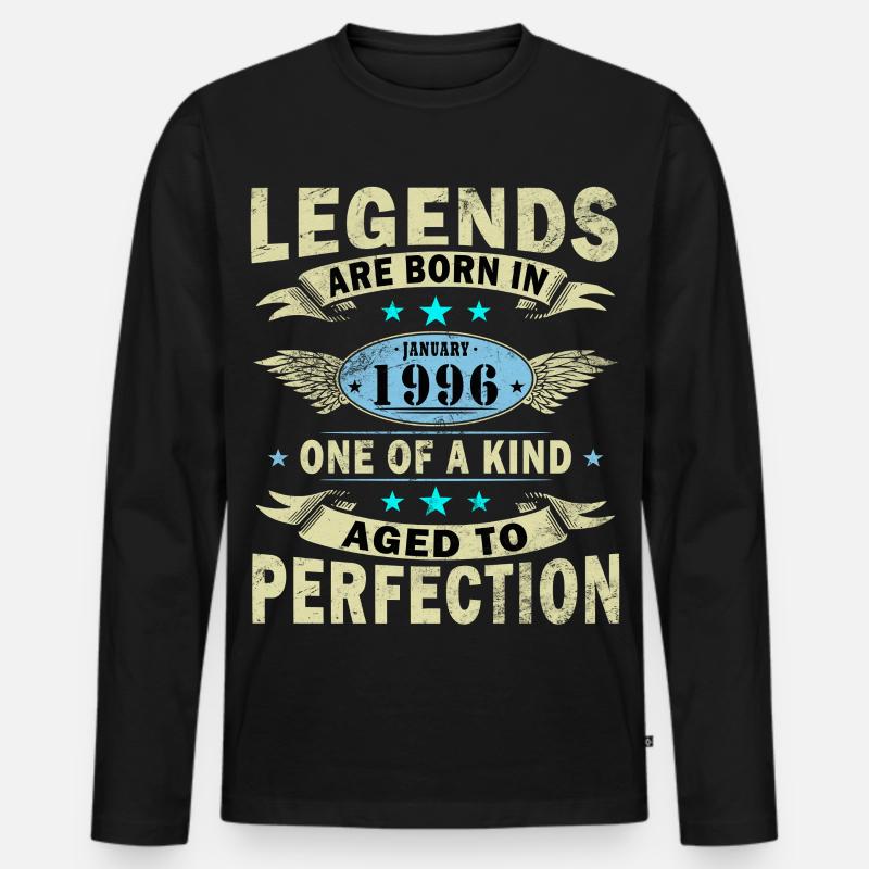 Legenden-wurden-im-Januar-1996-geboren - Männer Premium Bio Langarmshirt - Schwarz