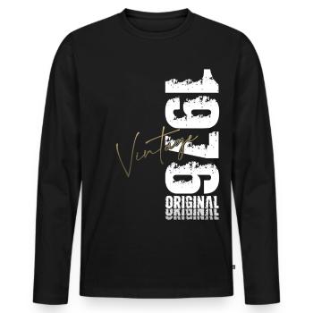 50th Birthday Gift Husband Vintage Vintage 1976 - Men's Premium Organic Long Sleeve Shirt - black - Front - Nico (187cm)