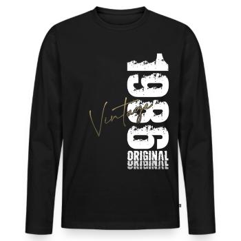 Cadeau pour 40 ans : Mari Vintage Vintage 1986 - T-shirt manches longues Premium bio Homme - noir - Devant - Nico (187cm)
