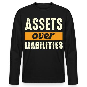 Actifs plutôt que passifs - T-shirt manches longues Premium bio Homme - noir - Devant - Nico (187cm)