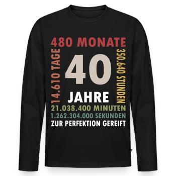 Cadeau d’anniversaire de 40 ans quarante - T-shirt manches longues Premium bio Homme - noir - Devant - Nico (187cm)