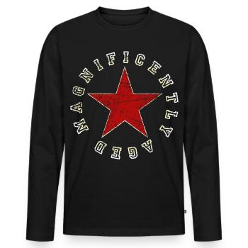 Cadeau d’anniversaire magnifiquement vieilli - T-shirt manches longues Premium bio Homme - noir - Devant - Nico (187cm)
