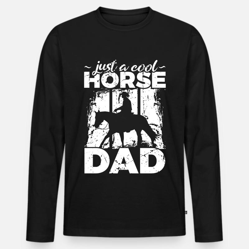 Cooler Pferdepapa - Männer Premium Bio Langarmshirt - Schwarz