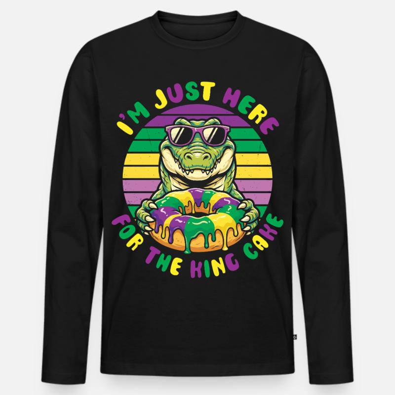 King Cake Mardi Gras Aligator - Männer Premium Bio Langarmshirt - Schwarz