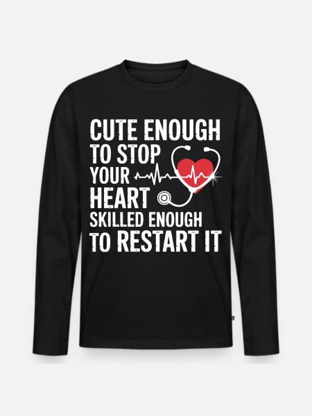 Heart Restart: Cute and Strong - Men's Premium Organic Long Sleeve Shirt - black