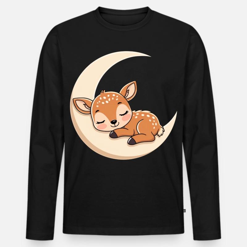 Mondruh Rehkitz Schlafen - Männer Premium Bio Langarmshirt - Schwarz