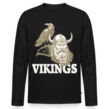 Viking Viking Legend Sailor Odin Raven Fighter - Men's Premium Organic Long Sleeve Shirt - black - Front - Nico (187cm)