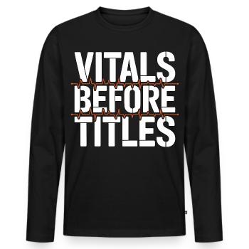 Constantes vitales de l’infirmière en soins intensifs avant les titres Soins intensifs - T-shirt manches longues Premium bio Homme - noir - Devant - Nico (187cm)