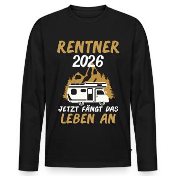 Démarrage de vie des retraités 2026 - T-shirt manches longues Premium bio Homme - noir - Devant - Nico (187cm)