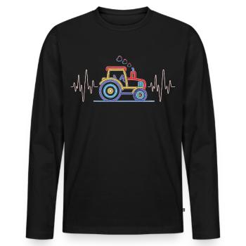 Tracteur Heartbeat - Agriculture ECG pour agriculteurs - T-shirt manches longues Premium bio Homme - noir - Devant - Nico (187cm)