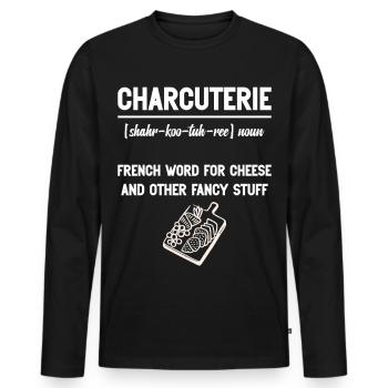 Fabricant de planches charcuterie Artisan Aliments - T-shirt manches longues Premium bio Homme - noir - Devant - Nico (187cm)