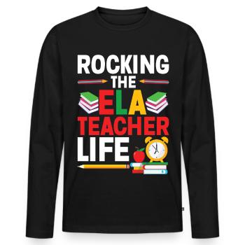  English Language Arts Teaching Team Specialist - Men's Premium Organic Long Sleeve Shirt - black - Front - Nico (187cm)