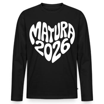 Matura 2026 Forme de cœur - T-shirt manches longues Premium bio Homme - noir - Devant - Nico (187cm)