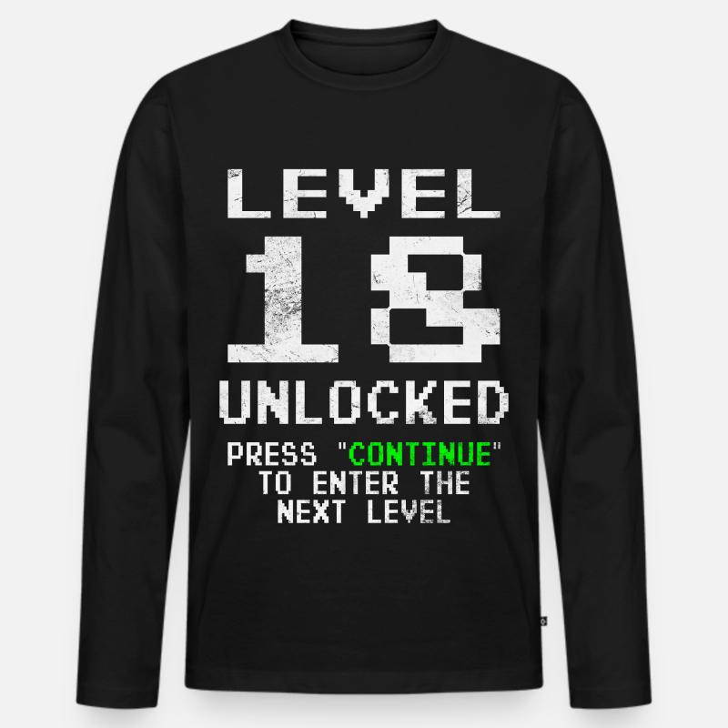 Level 18 Unlocked - Männer Premium Bio Langarmshirt - Schwarz