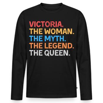 Victoria Die Frau Der Mythos Die Legende Die Königin - Männer Premium Bio Langarmshirt - Schwarz - Vorne - Nico (187cm)