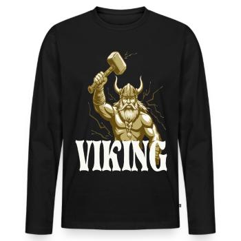 Légende viking viking marin Odin Raven Fighter - T-shirt manches longues Premium bio Homme - noir - Devant - Nico (187cm)