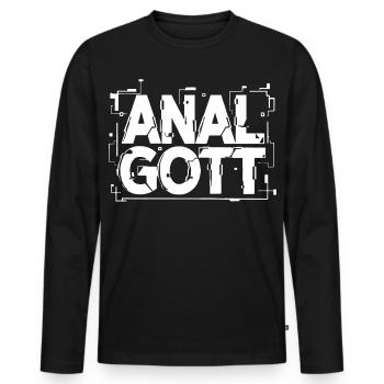 Anal Gott Schriftzug - Männer Premium Bio Langarmshirt - Schwarz - Vorne - Nico (187cm)
