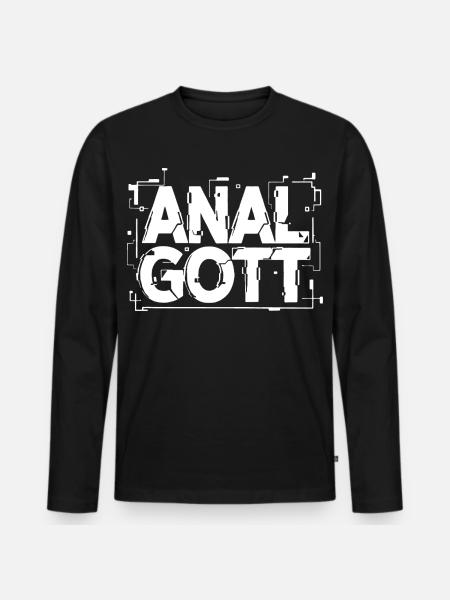 Anal Gott Schriftzug - Männer Premium Bio Langarmshirt - Schwarz
