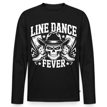 Line Dance Fever Schädel - Männer Premium Bio Langarmshirt - Schwarz - Vorne - Nico (187cm)