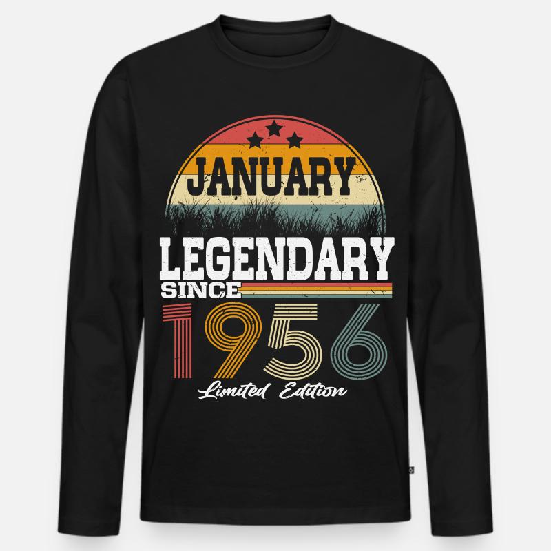 Legenden-wurden-im-Januar-1956-geboren - Männer Premium Bio Langarmshirt - Schwarz