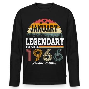 Les légendes sont nées en janvier 1966 - T-shirt manches longues Premium bio Homme - noir - Devant - Nico (187cm)