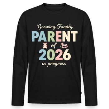 Growing Family – Parent of 2026 - Männer Premium Bio Langarmshirt - Schwarz - Vorne - Nico (187cm)