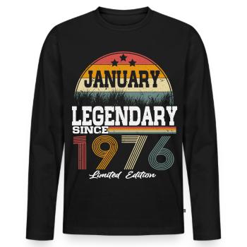 Legends-were-born-in-January-1976 - Men's Premium Organic Long Sleeve Shirt - black - Front - Nico (187cm)