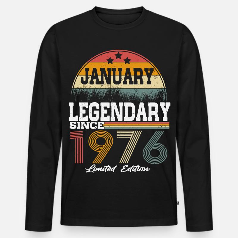 Legenden-wurden-im-Januar-1976-geboren - Männer Premium Bio Langarmshirt - Schwarz